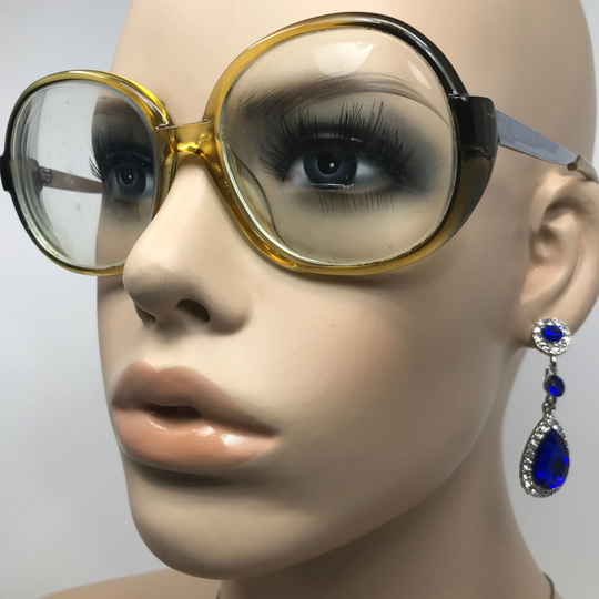 Vintage Cobra 3047 Eyeglasses Glasses Frame Black Gold Round Horn Rimmed Used Eyeglass Frames Retro Austria