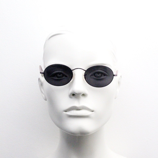 90S Vintage Oval Sunglasses. Slim Lilac Minimal Matt Satin Finish Metal Frame With Matching Arms. Unused Nos
