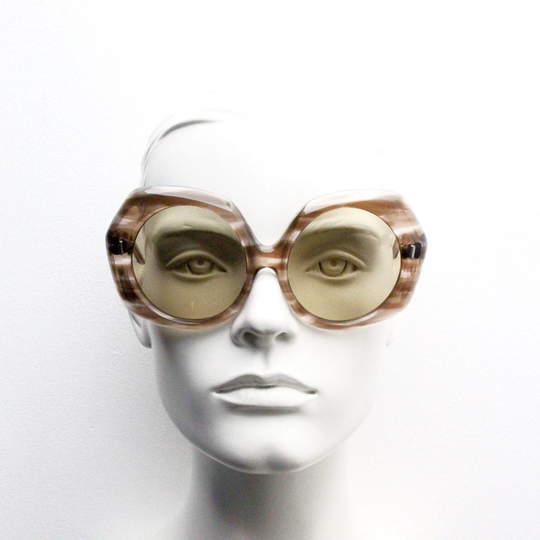60S Vintage Oversized Hexagon Sunglasses. Phenomenal Era Defining Womens Acetate Frame With Luxury Real Glass Lenses. Bnwt. Nos 70S