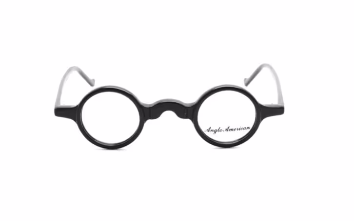Small Round Anglo American Groucho 30mm Lens Glasses Black Acetate B10