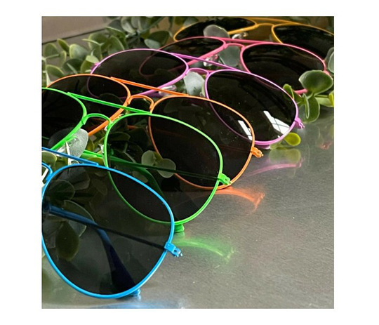 Unisex Mens Womens Neon Aviatar Coloured Frame Dark Lens Sunglasses Shades Uv400