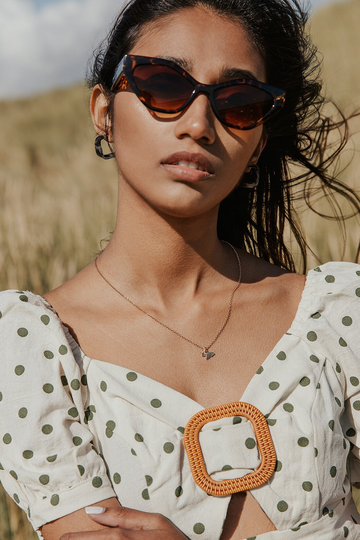 Tortoise Shell Thick Diamond Frame Sunglasses