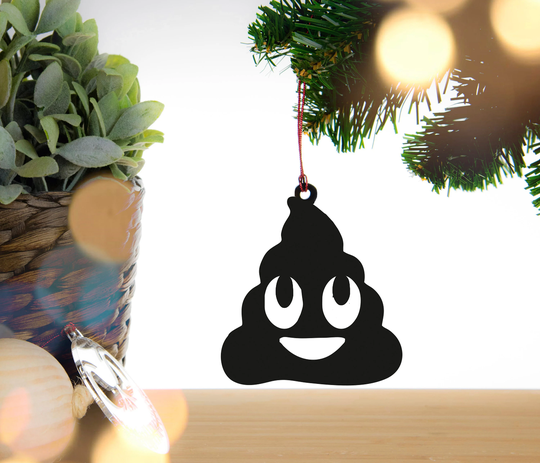 Emoji - Poo Emoji, Sunglasses Emoji Tree Decoration, Christmas Bauble. Ornament , Xmas Dec 3mm Acrylic Various Different Colours Available
