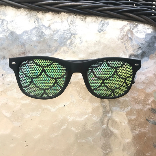 Greenish Mermaid Scale Pattern Graphic Wayfarer Sunglasses