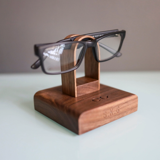 Personalised Eye Glasses Stand - A Special Gift For Grandparents, Parents Or Any Lover Made From Luxury Black Walnut