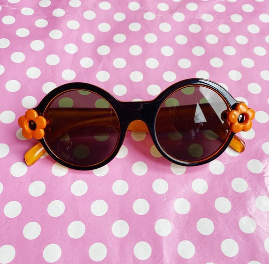 Black & Orange Flower Power Sunglasses Uv400