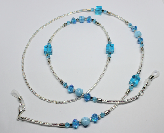 Blue Crystals Glasses Chain, Crystal Beads Sunglasses Holder, Beaded Eyeglasses Holder