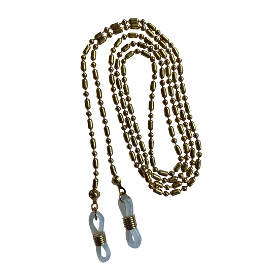 Modern Gold Ball & Rectangle Link Glasses/Sunglasses Chain Strap Cord Holder