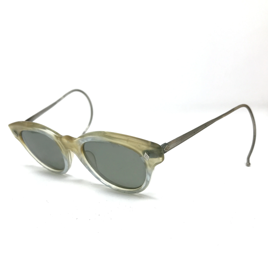 Vintage Kids Eyeglasses Glasses Frame Grey Amber Coiled Arms Used Eyeglass Frames Retro