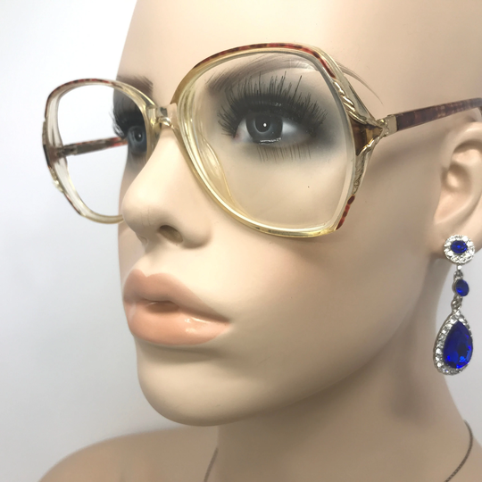 Vintage Exclusive Cindy Eyeglasses Glasses Frame Red Clear Square Used Frames Retro