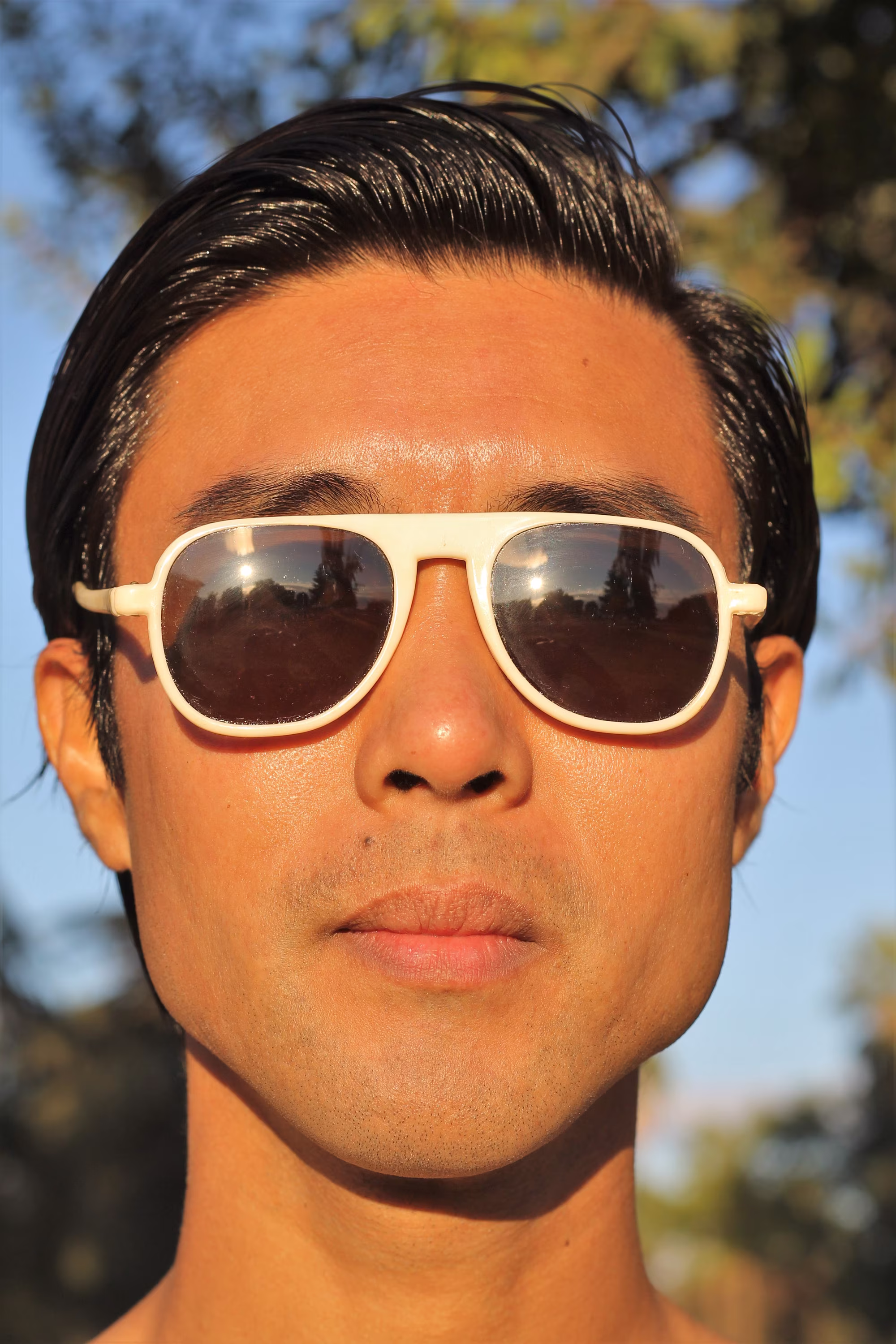 Unique 1930S White Celluloid Aviator Style Sunglasses With Glass Lens, The Cloud Maker