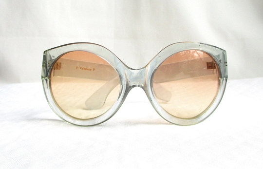 Made in France Vintage Pale Blue Oversized Sunglasses - Retro Large Frames P Sunnies 1970's Mod Style