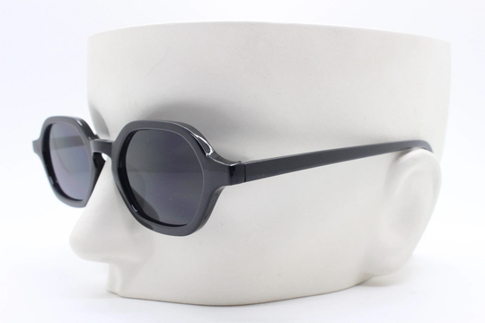 90S Vintage Hexagon Sunglasses. 6 Sided Black Gloss Low Profile Frame. Bnwt. Nos