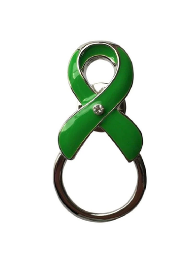 Green Awareness Ribbon Glasses/Sunglasses Brooch Pin Holder Spectacle Hanger