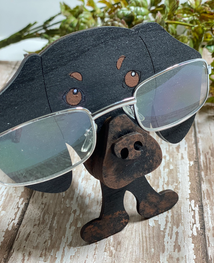 Dachshund - Doxie Black & Tan Dog Eyeglass Stand Holder