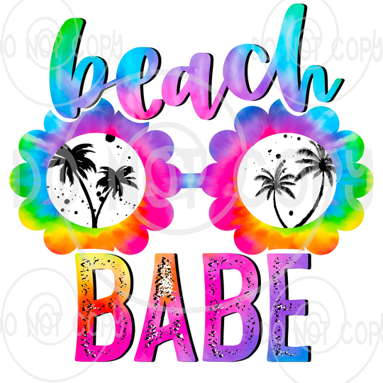 Beach Babe /Sunglasses Bright Rainbow/Diy Sublimation Transfer/ Heat Press Required/ No Digitals Sold