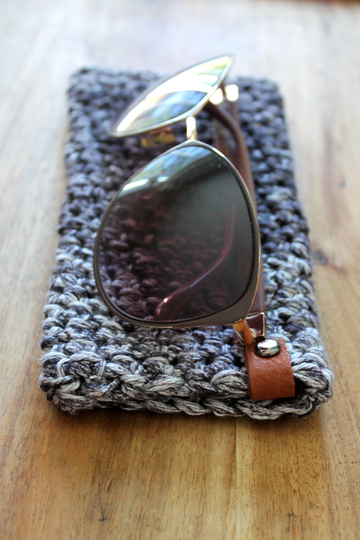 Crocheted Sunglasses Sleeve, Crochet Eye Glasses Holder, Soft Case, Boho Hygge Style, Black & White, Unisex Handmade Gift