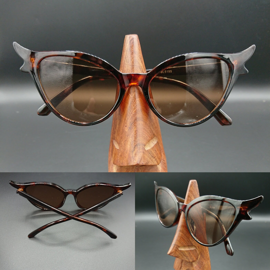 Brown Tortoiseshell Double Tip Cat Eye Sunglasses 1950S Retro Rockabilly Pin-Up Uv400
