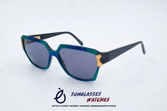 Nina Ricci Paris Nr3002 Vintage Designer Sunglasses From 1980S Made in France For Women Or/Blue Black New Old Stock Nos