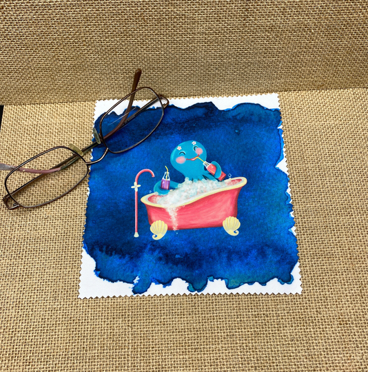 Octopus in Tub Microfiber Cloth Eye Glass Cleaning Tablet Phone