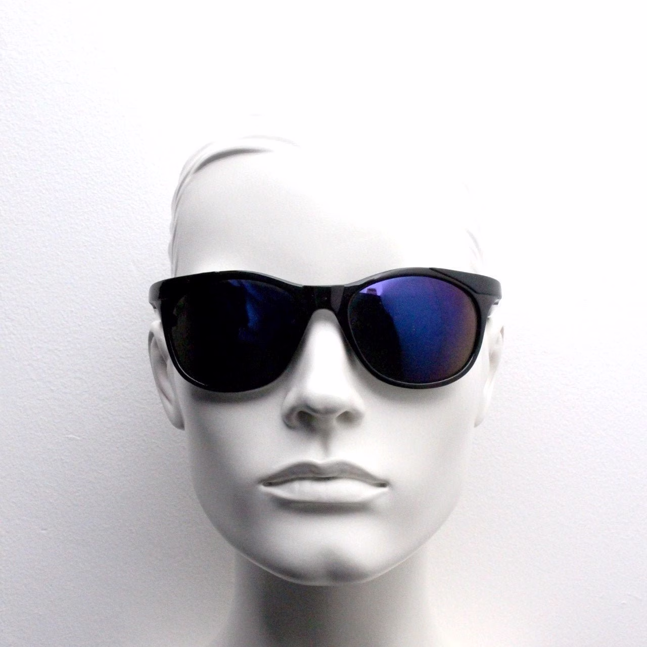 90S Vintage Wraparound Bug Eye Sunglasses.imposing Black Gloss Spider Arm Frame With Mirrored Lenses. Bnwt. Y2K Club Kids. Rave 2000S. Nos