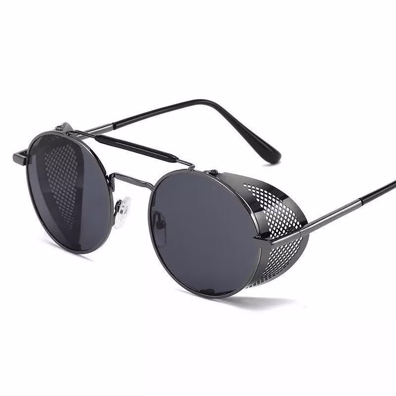 Vintage Steampunk Sunglasses Men Brand Design Round Glasses Steam Punk Metal
