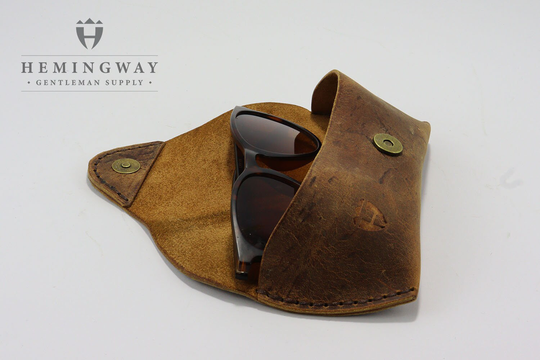 Sunglasses Leather Case, Ray Ban Adjusted Glasses Personalized Men Gift, Fathers Day Magnetic Button, -Aviator Guerrilla