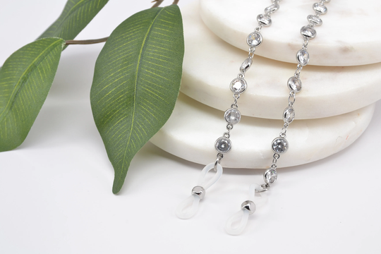 Bling Glasses Chain; Platinum Silver & Crystal Eyeglass Sunglasses Holder; Lanyard; Limited Quantity