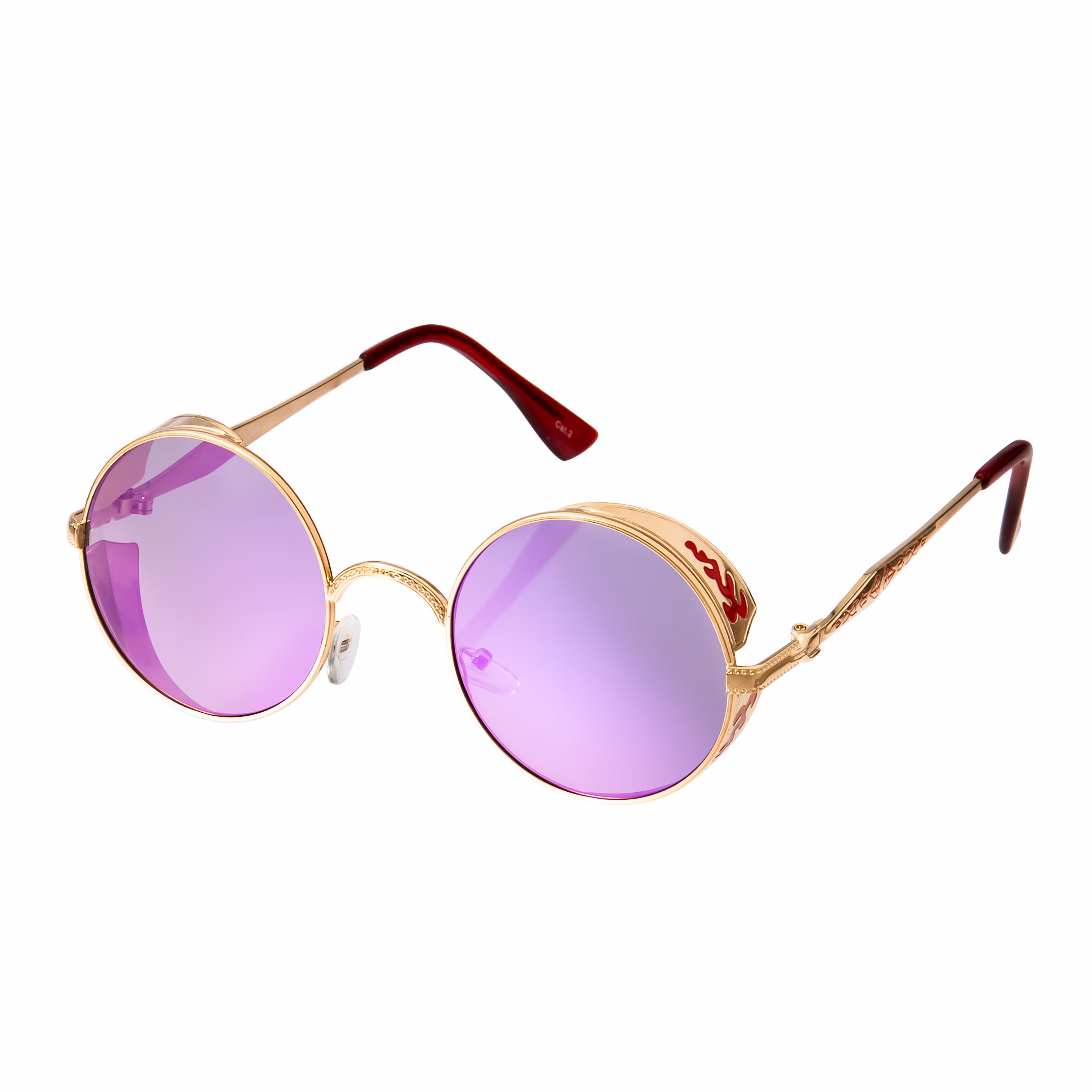 Gold With Red Engraving Steampunk Sunglasses Goggles Retro Men Womens Gothic Style Circle Uv400 Glasses Eyewear