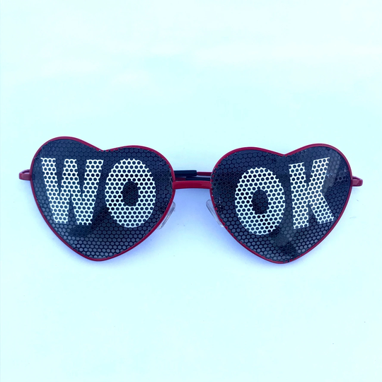 Wook Graphic Text Heartshaped Sunglasses