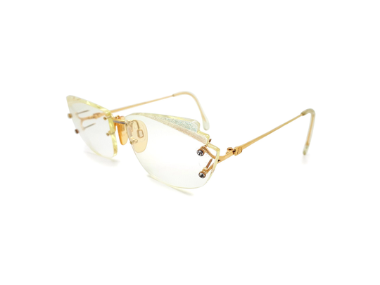 Vintage Polaris 80S Rimless Fashion Glasses Frames // 1980S Designer Eyeglasses With Glitter Lenses