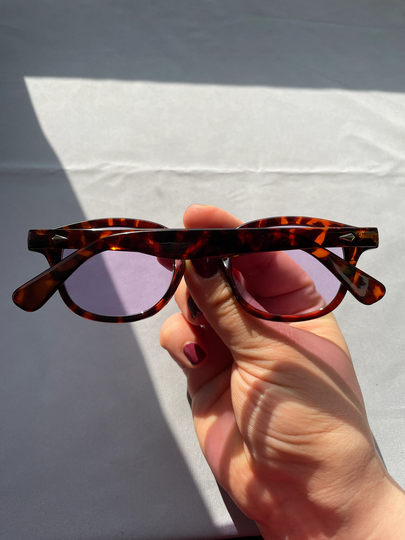 Unisex Round Square Sunglasses | Tortoise Shell Frame & Purple Lenses Other Colours Available Johnny Depp Style Sunglasses UK Seller