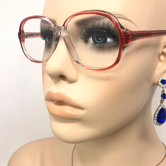 Vintage Pennine Olivia Eyeglasses Glasses Frame Pink Clear Square Used Eyeglass Frames Retro