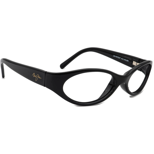 Maui Jim Sunglasses Frame Only Mj 125-02 Glossy Black Oval Wrap Italy 53 Mm