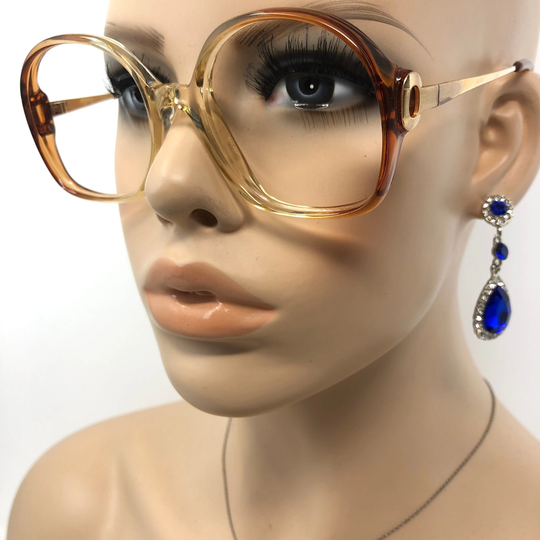 Vintage Square Eyeglasses Metzler Glasses Frame Brown Clear Used Eyeglass Frames Retro