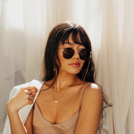 Gold Glasses Chain, Plated Sunglasses Stainless Steel Eyewear Sunstone Sunglass Lanyard, Necklace For