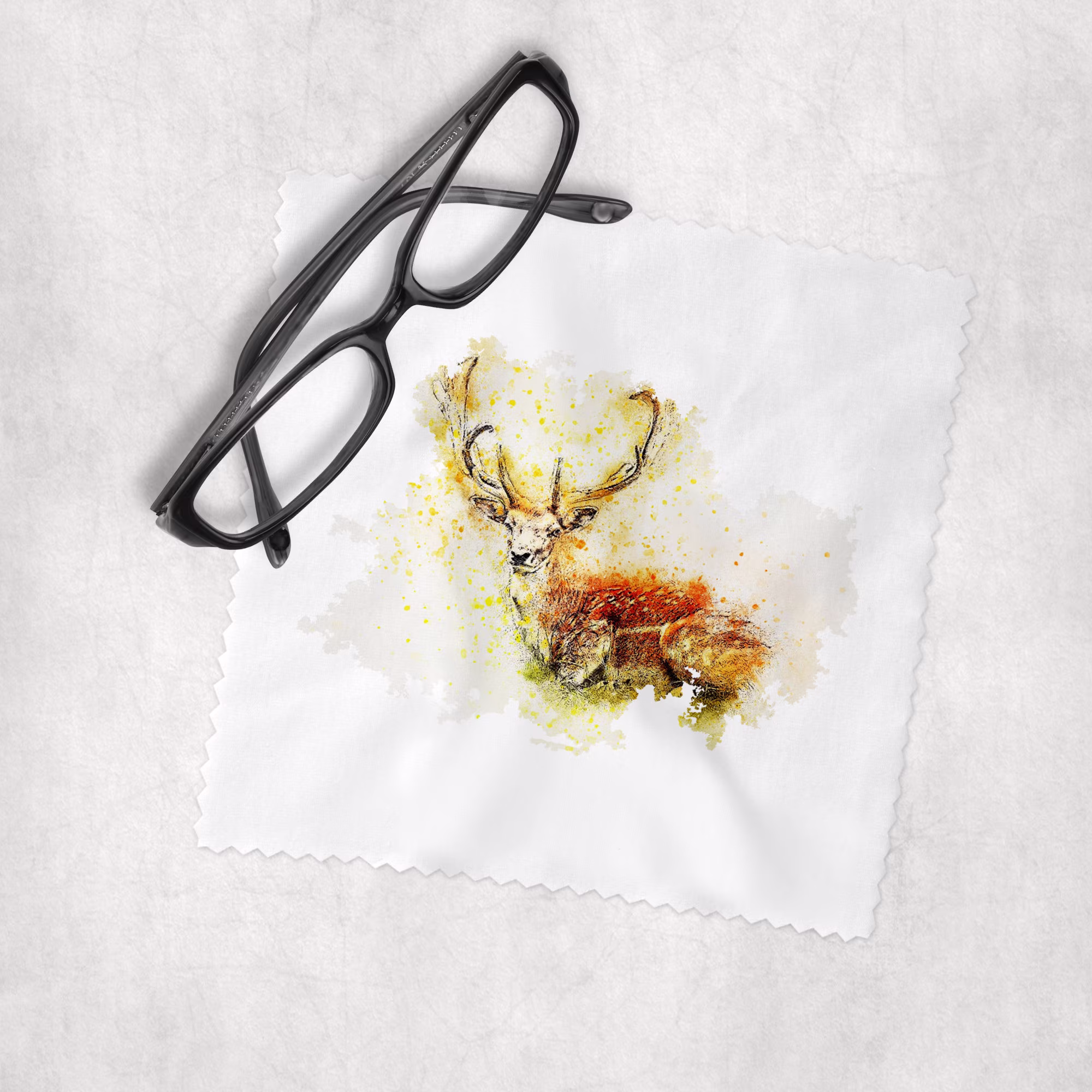Watercolor Animals - Deer Microfiber Lens Cleaning Cloth | Lens, Sunglasses Cleaner, Eyeglasses