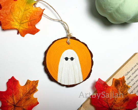 Sunglasses Ghost | Cute Halloween Ornament, Tree, Decor, Wood Slice Ornament