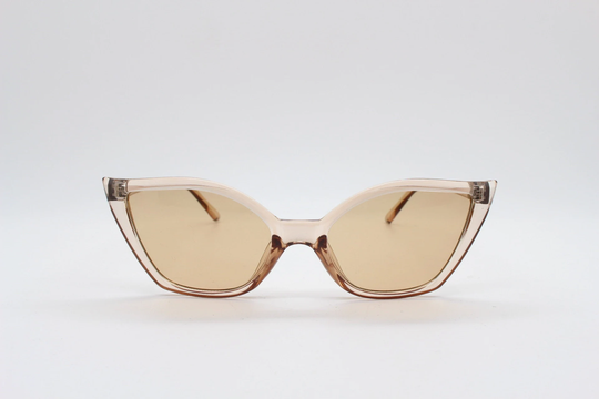 90S Vintage Pointed Cat Eye Sunglasses. Slender Transparent Cateye Frame With Brown Lenses. Womens 50S Style Rockabilly Pin Up. Unused Bnwt