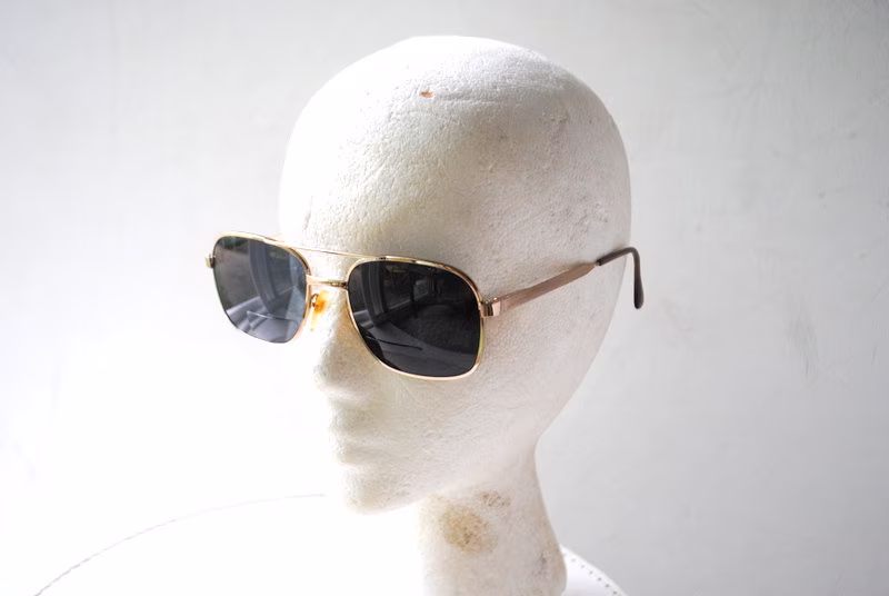 Awesome Vintage 1970, Light Bronze , Aviator, Pilot Sunglasses With A Forest Green Bifocal Lenses. By Alcide Ii F, L'amy. France