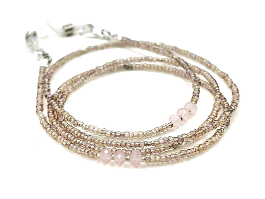 Eyeglass Necklace - Rose Quartz Eyeglasses Beaded Sunglasses Grandma Mask