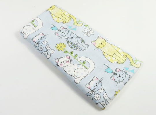 Cats Fabric Sunglasses Case, Cute Cats Bag, Snap Button Bags, Eyeglasses Blue Sparkly Design Cat Bag