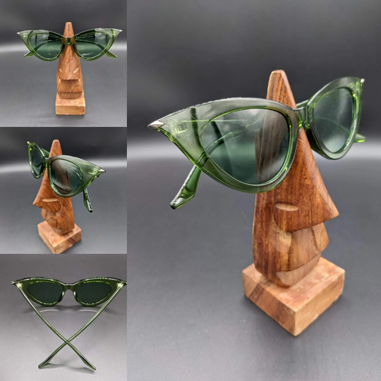 Green Transparent Cat Eye Down Silver Tip Sunglasses 1950S Retro Rockabilly Pin-Up Uv400