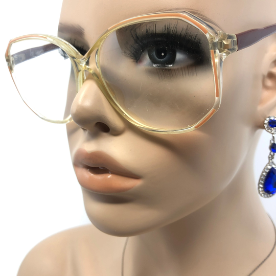 Vintage Oversize Eyeglasses Glasses Strauss Optical Cellidor Frame Brown Clear Used Eyeglass Frames Retro
