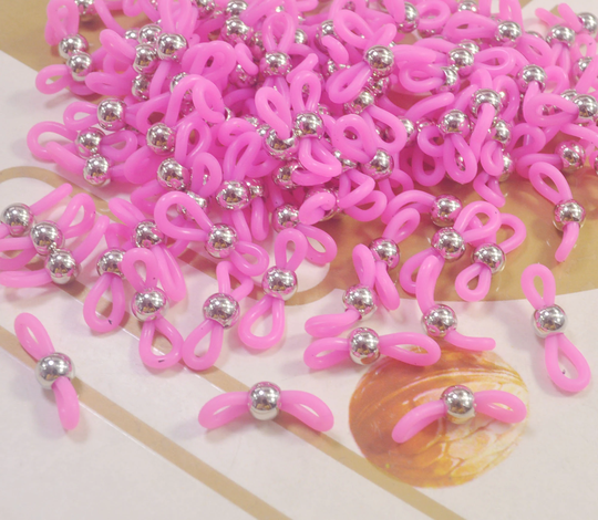 20/100Pcs Hot Pink Rubber Ends For Eyeglass Holder, Glasses Chain Holders, Replacement Loops Chains21x4mm