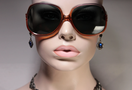 Unworn True 1970's Massive Orange With Some Blue/Purple Huge Sunglasses Like New Gray Glass Lenses -