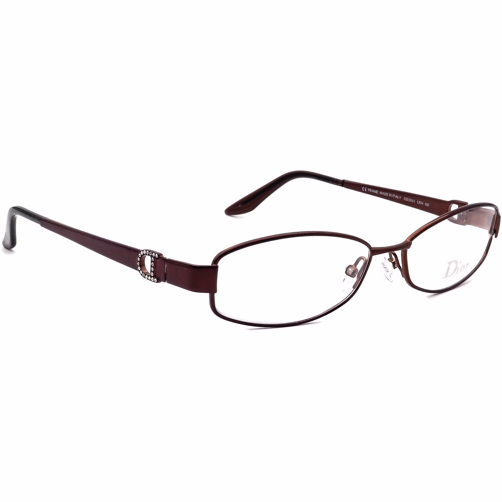 Christian Dior Eyeglasses Cd3684 Lrh Brown Metal Frame Italy 54[]15 130 Crystals