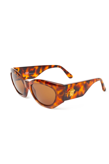 Vintage 80's/90's Gianni Versace Sunglasses/Gold Medusa Head Logo Tortoiseshell Catseye Frames Dark Lenses Case Mod 420/280