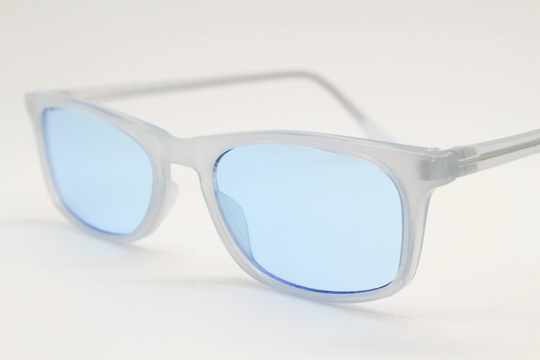 90S Vintage Rectangular Sunglasses. Low Profile Slim Transparent Cloudy Frame With Light Tone Sky Blue Lenses. Bnwt. Nos