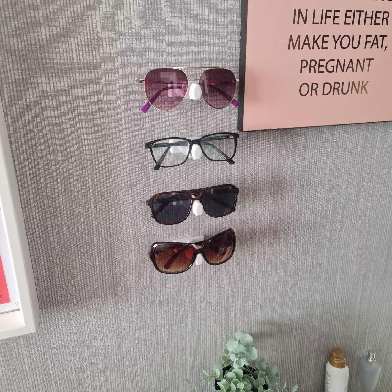 Sunglasses & Glasses Wall Hanger - Display Adhesive Mount Bracket Micro Shelf